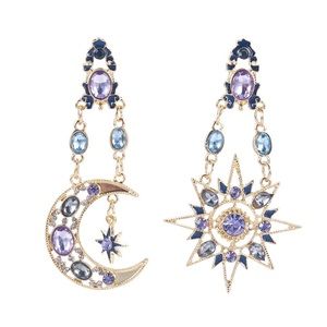 Boho Gemstone Elegant Drop Earrings Purple Blue